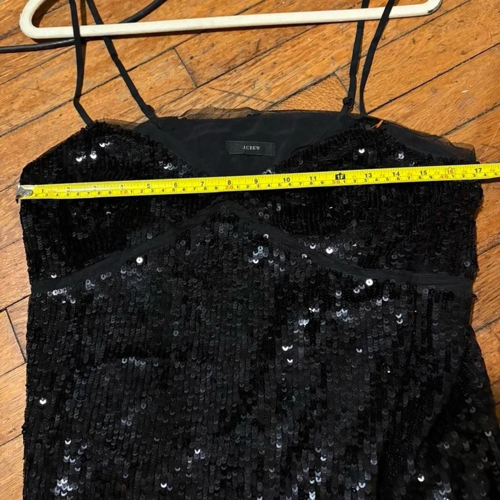 Black sequin J.Crew camisole top‎ with tulle trim large